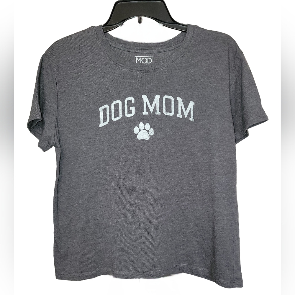 Modern Lux Dog Mom Graphic T-Shirt Grey With White Lettering Size Large EUC